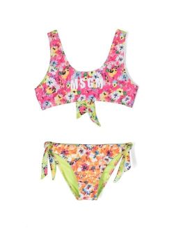 Kids floral-print stretch bikini set