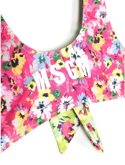 MSGM Kids floral-print stretch bikini set
