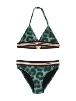 contrast trim leopard print bikini