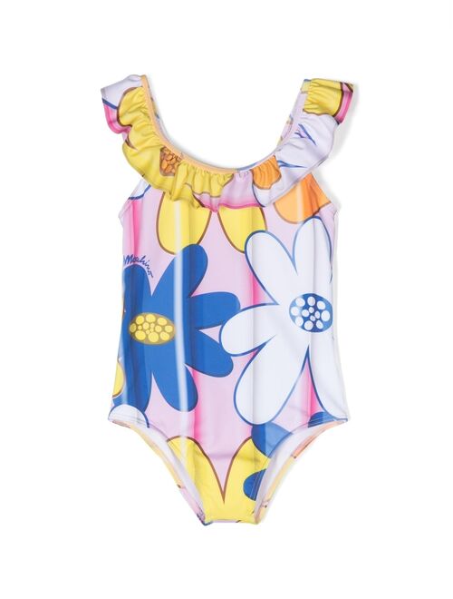 Moschino Kids floral-print ruffled swimsuit