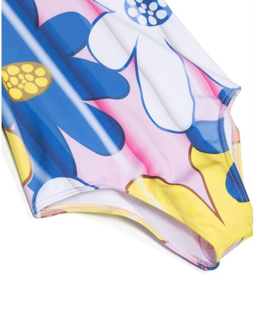 Moschino Kids floral-print ruffled swimsuit