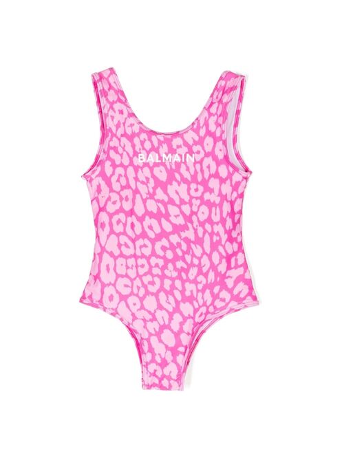 Balmain Kids leopard-print swimsuit