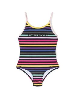 SONIA RYKIEL ENFANT raised-logo colour-block swimsuit