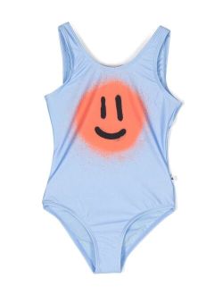 smiley-face-print swimsuit