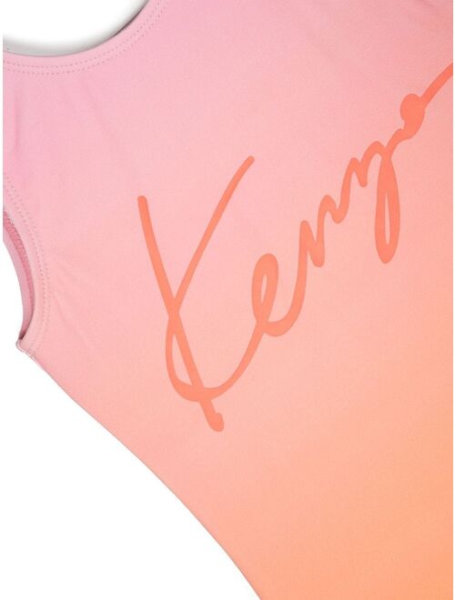 Kenzo Kids logo print ombre-effect swimsuit