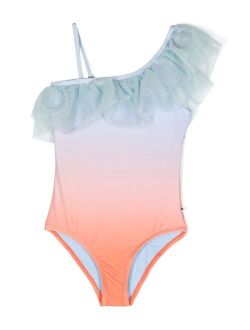 Nilla gradient-effect ruffle swimsuit