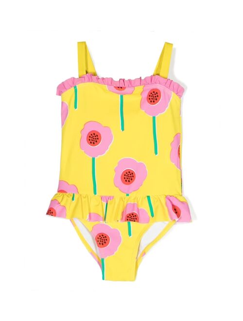 Stella McCartney Kids floral-print frill-neckline swimsuit