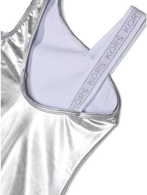 Michael Kors Kids metallic-effect logo-strap swimsuit
