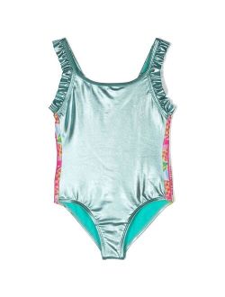 Billieblush ruffled-detail metallic-effect swimsuit