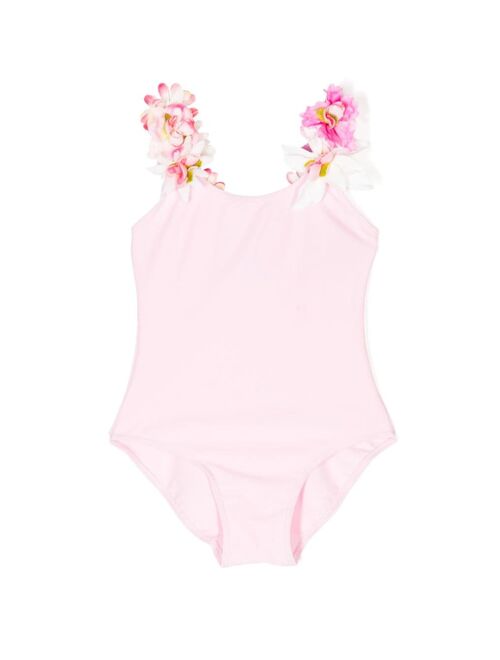 SELINIACTION KIDS floral-applique bow-detail swimsuit