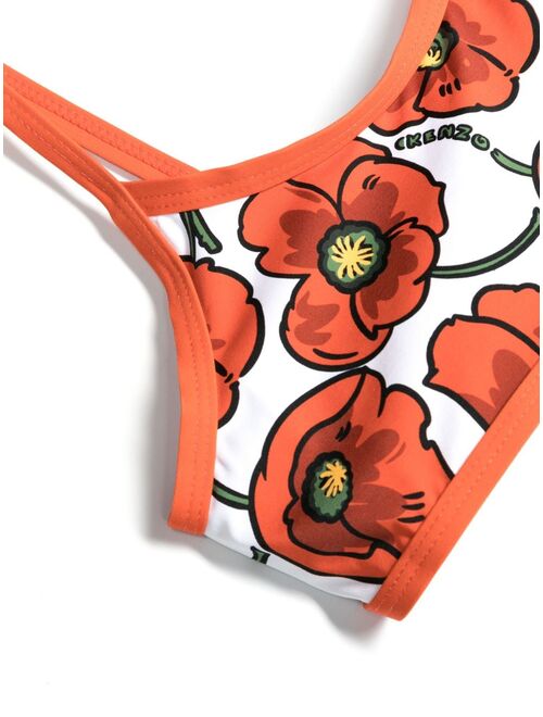 Kenzo Kids stretchy poppy-motif bikini