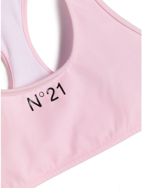 No21 Kids logo-print racerback bikini set