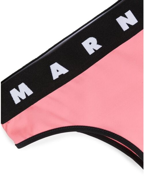 Marni Kids colour-block logo-print bikini