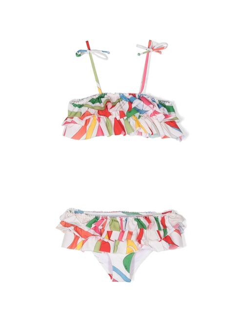 PUCCI Junior abstract-print ruffled-trim bikini