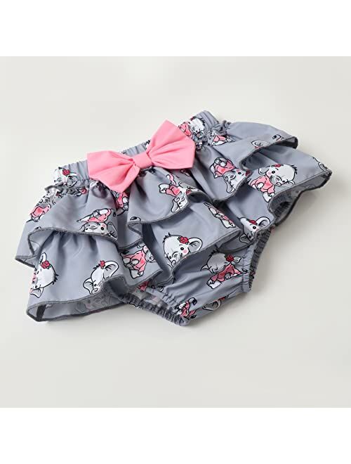 PENNSOY Baby Girl Clothes Newborn Infant Elephant Print Summer Outfits Ruffle Short Sleeve Romper Jumpsuit with Headband 3PCS