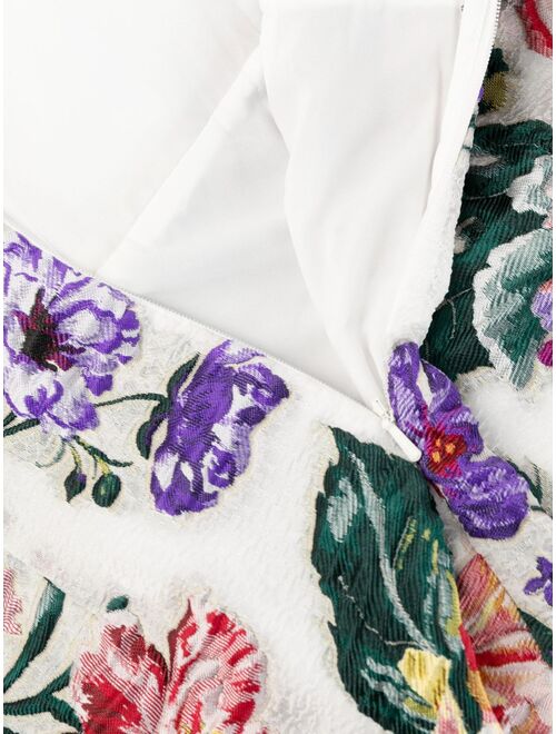 Marchesa Notte floral-embroidered off-shoulder minidress