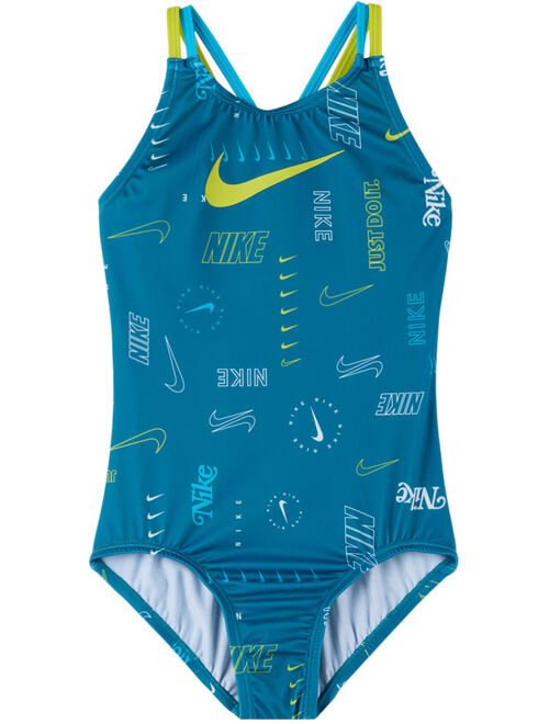 Nike Kids Blue Spiderback Big Kids One-Piece Swimsuit