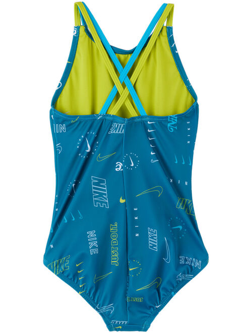 Nike Kids Blue Spiderback Big Kids One-Piece Swimsuit
