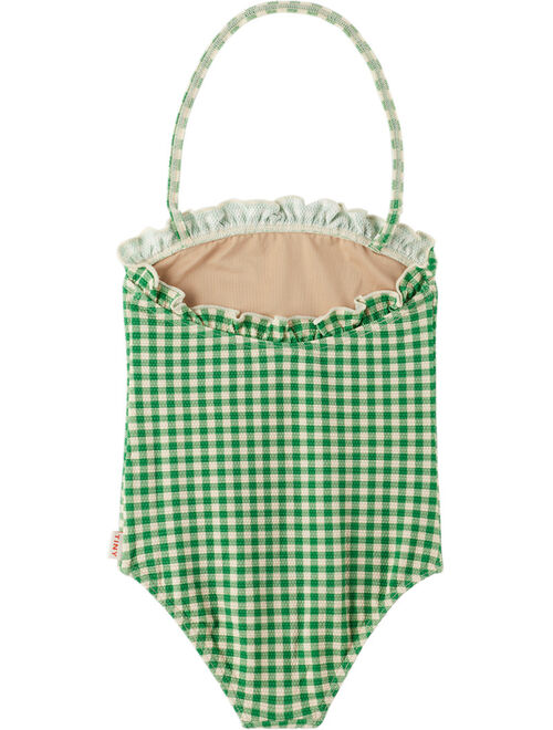 TINYCOTTONS Kids Green & Off-White 'Siesta' One-Piece Swimsuit