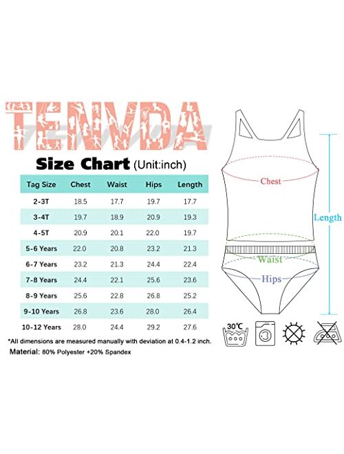 Tenvda Girls Tankinis Two Pieces Swimsuits Hawaiian Beach Sport Bathing Suit Set for 2-12 Years Old Kids
