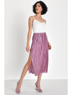 Effortless Stunner Light Purple Pleated High-Waisted Midi Skirt