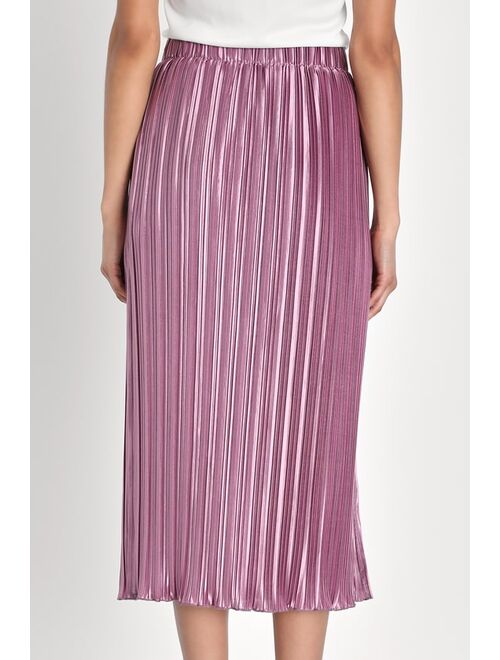 Lulus Effortless Stunner Light Purple Pleated High-Waisted Midi Skirt