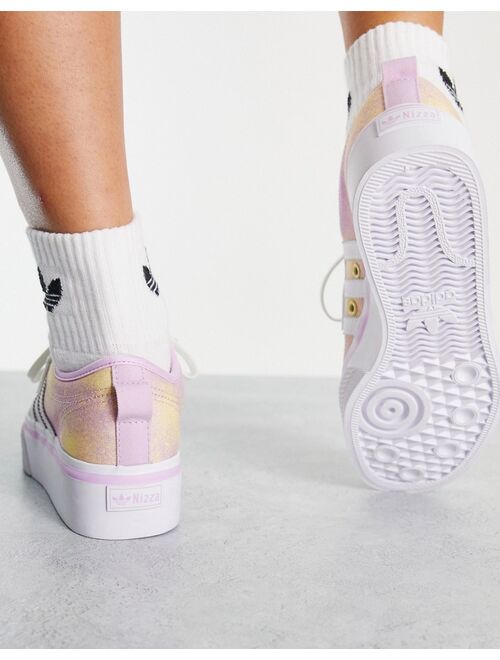 adidas Originals Nizza Platform sneakers pink and yellow
