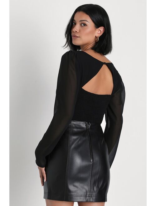 Free People Modern Femme Black Vegan Leather Mini Skirt