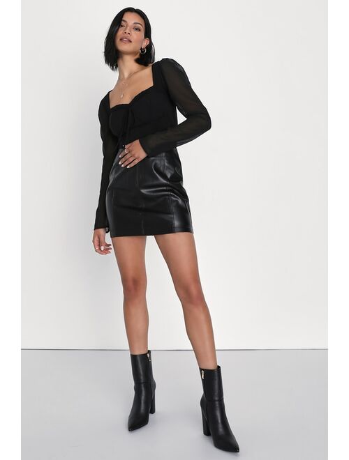 Free People Modern Femme Black Vegan Leather Mini Skirt