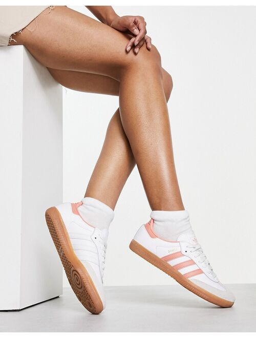 adidas Originals Samba sneakers in white and pink