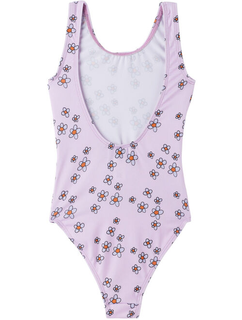 Wander & Wonder Kids Purple Floral One-Piece Swimsuit