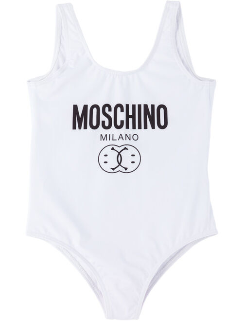 Moschino Baby White Printed One-Piece Swimsuit