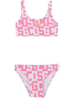 GCDS Kids Kids Pink & White Monogram Bikini
