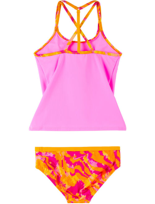 Nike Kids Pink & Orange T-Crossback Big Kids Swim Top & Briefs Set