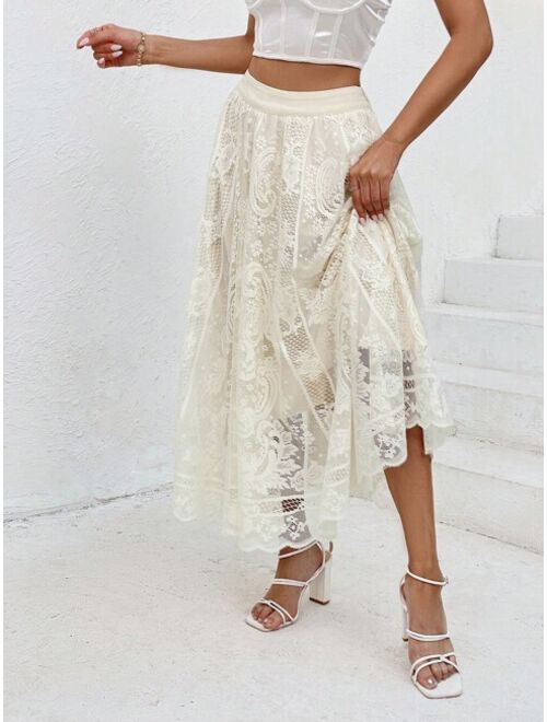 SHEIN Unity Solid Lace Overlay Skirt