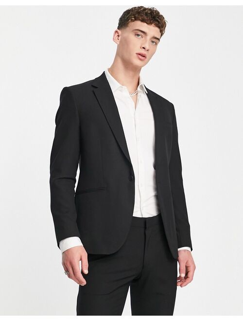 River Island super skinny suit jacket in black