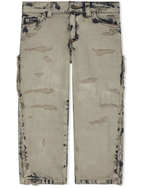 Dolce & Gabbana Kids logo-patch distressed jeans