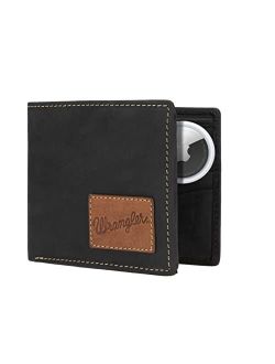 Mens Bifold Slim RFID Blocking Wallet, Genuine Leather, Casual Everyday 10-20 Card Capacity with Stealth AirTag Holder