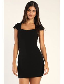 Sleek Chic Black Backless Cap Sleeve Mini Bodycon Dress