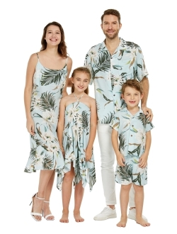 Hawaii Hangover Matchable Family Hawaiian Luau Men Women Girl Boy Clothes in Wispy Cereus Light Blue
