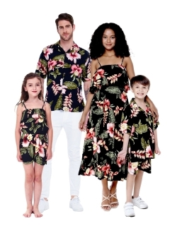 Hawaii Hangover Matchable Family Hawaiian Luau Men Women Girl Boy Clothes in Black Rafelsia