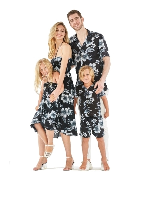 Hawaii Hangover Matchable Family Hawaiian Luau Men Women Girl Boy Clothes in Midnight Bloom
