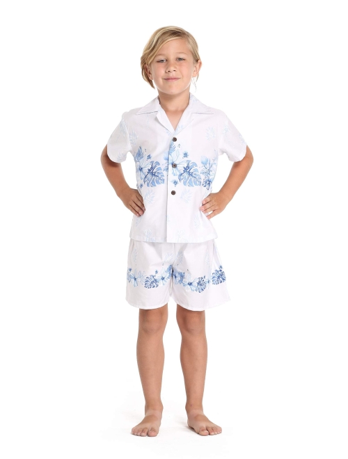 Hawaii Hangover Matchable Family Hawaiian Luau Men Women Girl Boy Clothes in White with Blue Hibiscus