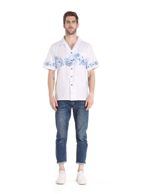 Hawaii Hangover Matchable Family Hawaiian Luau Men Women Girl Boy Clothes in White with Blue Hibiscus