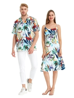 Hawaii Hangover Matchable Couple Hawaiian Luau Shirt or Mermaid Ruffle Dress in Lost in Paradise