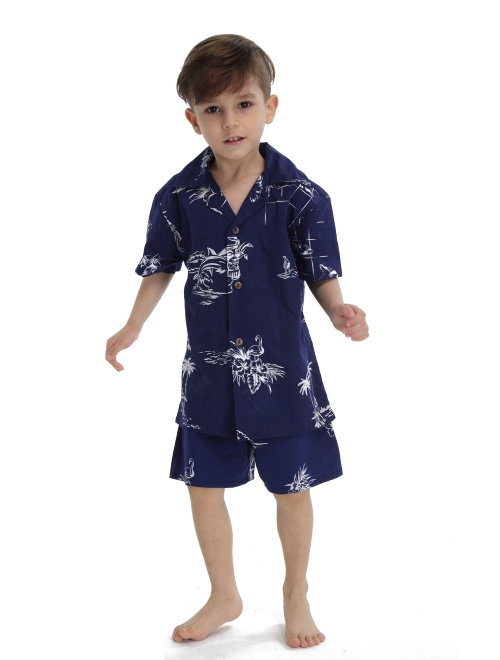 Hawaii Hangover Matchable Family Hawaiian Luau Men Women Girl Boy Clothes in Classic Map Flamingo Navy