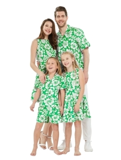 Hawaii Hangover Matchable Family Hawaiian Luau Men Women Girl Boy Clothes in Classic Vintage Hibiscus Green