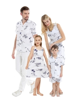 Hawaii Hangover Matchable Family Hawaiian Luau Men Women Girl Boy Clothes in Classic Map Flamingo White