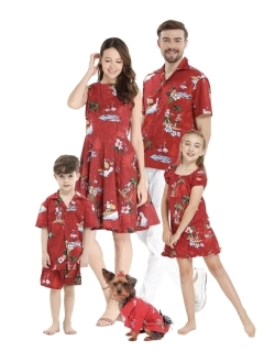 Hawaii Hangover Matchable Family Hawaiian Luau Men Women Girl Boy Clothes in Christmas Santa in Hawaii Red