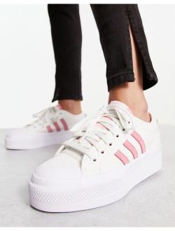 Nizza platform sneakers in white and pink
